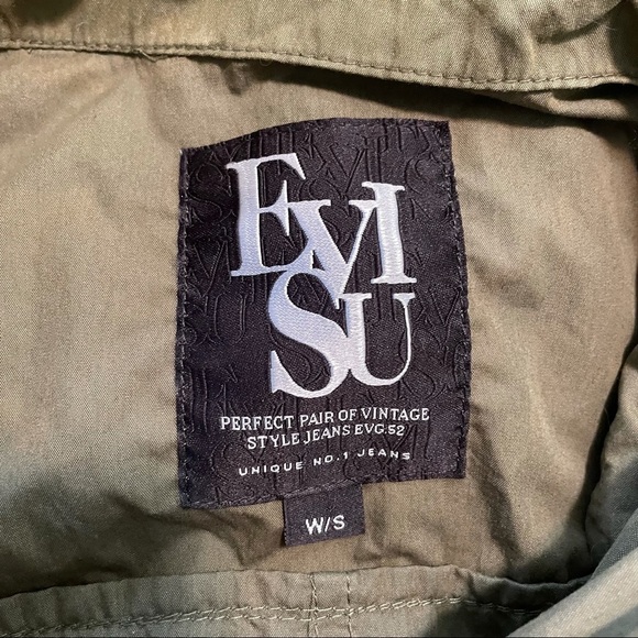 𝅺evisu Khaki Green Cargo Army Vest with Pins Small - Picture 6 of 7